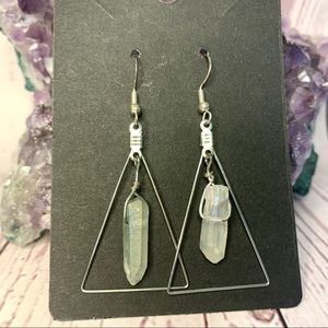 βοΈ Crystal Triangle Geometric Quartz Dangle Earrings